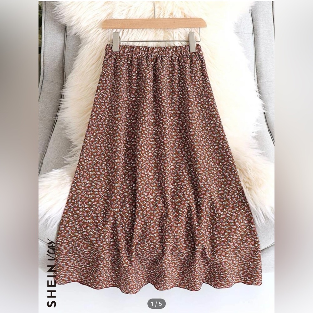 SHEIN Floral Midi Skirt 0XL